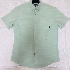 Eddie‎ Bauer Button Down Mens Shirt Short Sleeve Casual Light Green Size M EUC